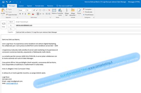 esempio cv per email.